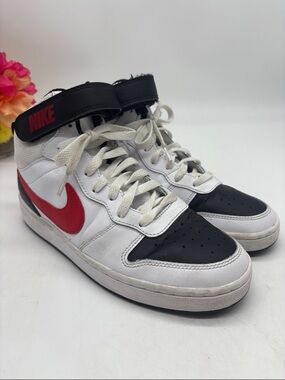 Nike White, Black & Red High-Top Sneakers CD7782-110 Size 7Y